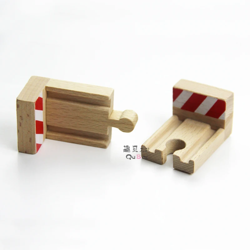 

P042 Compatible with wooden railway track the end stop rail train wooden rail accessories fancy toy game scene 2pcs/lot
