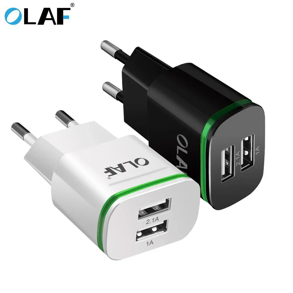 Олаф светодио дный Свет USB Зарядное устройство 5 В 2A стены переходник для зарядного устройства ЕС Plug 2 Порты зарядки мобильного телефона для