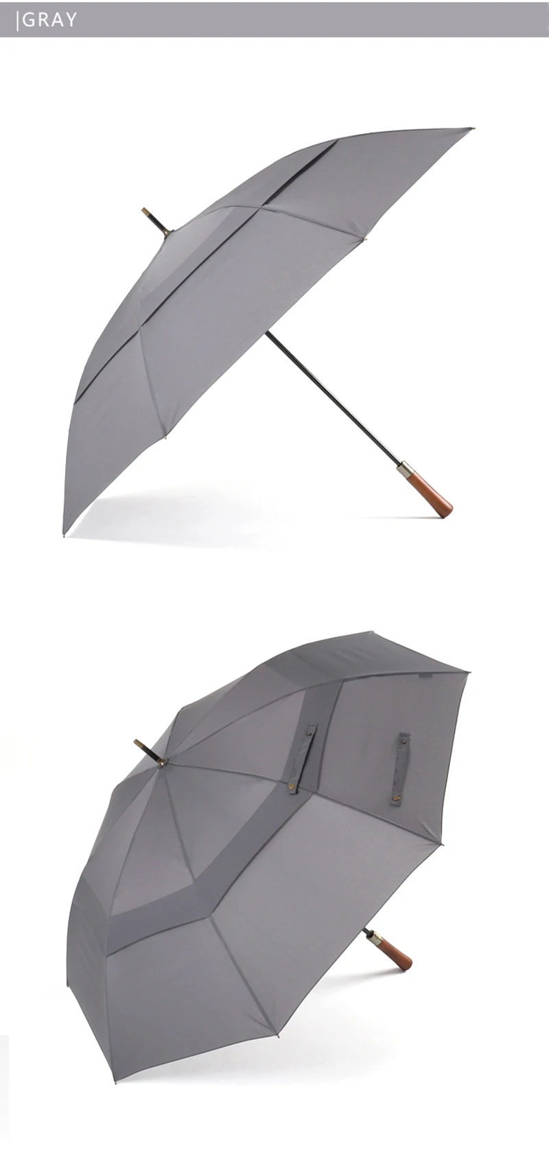 Парашютный большой зонт для мужчин и женщин, двойной слой, ветронепроницаемый Зонт с 8 ребрами, деревянная длинная ручка, автоматический сильный зонт Chuva