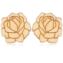 1Pair Africa New Design Wooden Earrings For Women Carving Flower Wood Ear Stud Earring Jewelry Bijouterie brincos E1363-T2