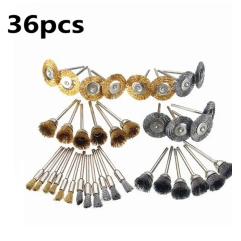 

36pcs/Set Steel Wire Brush Polishing Wheels Set Drill Bit Kit for Rotary Tool For metalworking