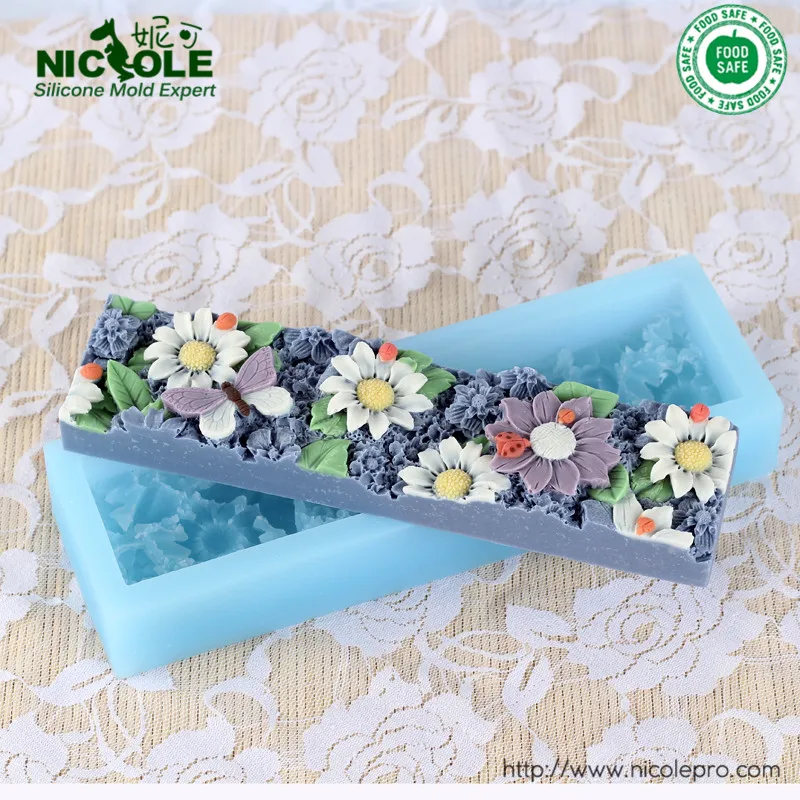 Buy Big silicone loaf soap mold flower shape handmade