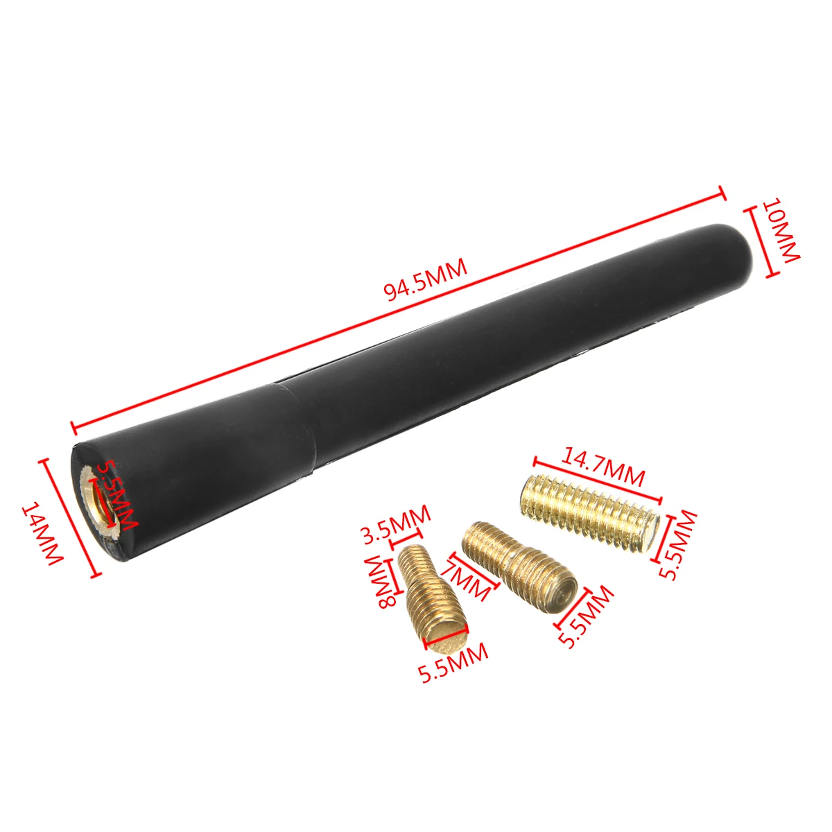 New Arrival 1pc Auto Car Black Short Stubby Aerial Professional AM/FM Radio Antenna Mast Screw Type Fits 5.5mm 7mm 8mm