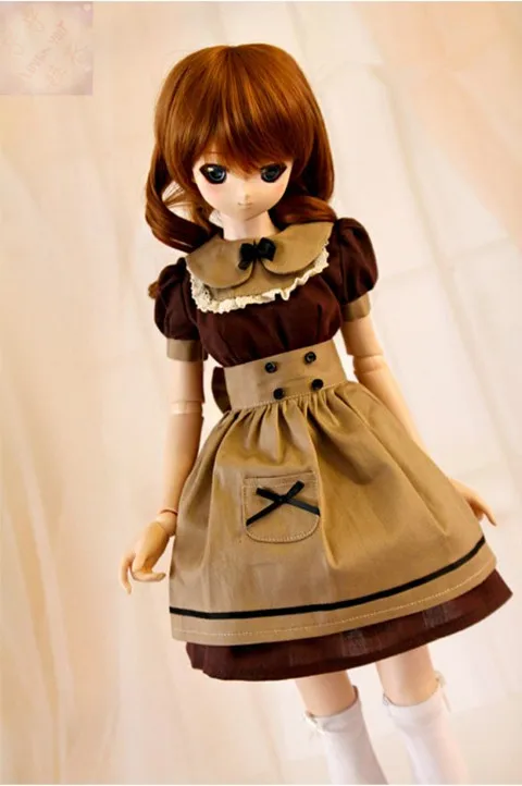 

Estartek NN049 1/3 1/4 1/6 Customized Full Hand Made Coffee Color Maid Dress Set for BJD Uncle Doll Action Figure DIY