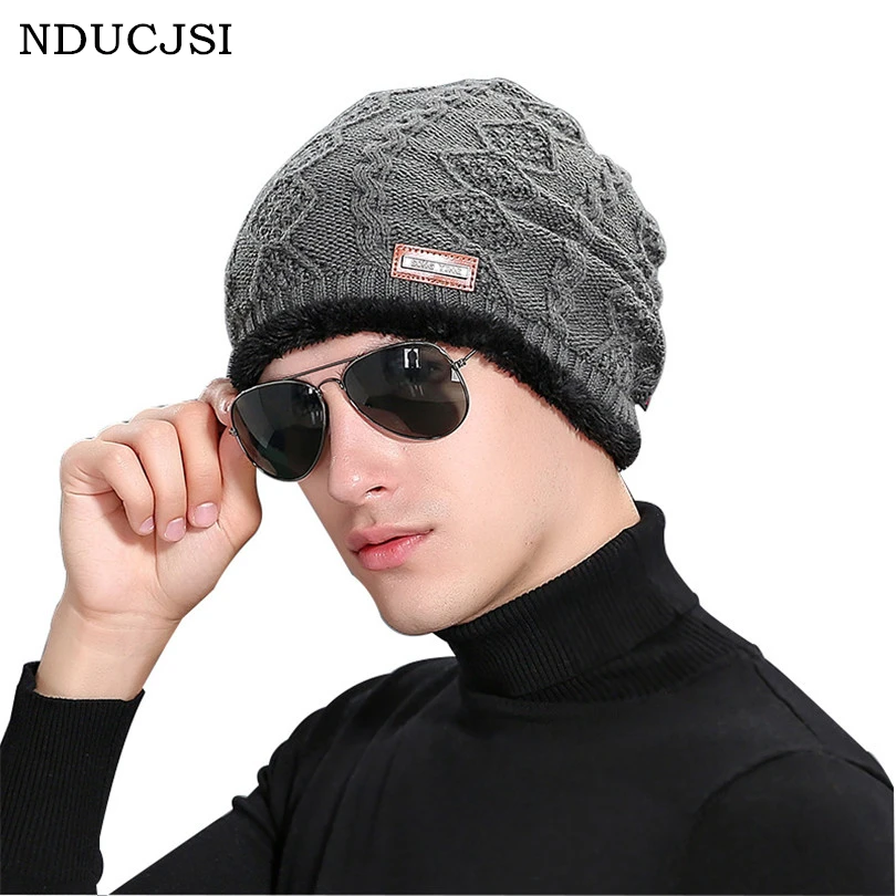 

NDUCJSI High Quality 6 Colors Adult Winter Caps Thick Velvet Warm Woolen Beanies Men Autumn Knitted Skullies Casual Solid Hats