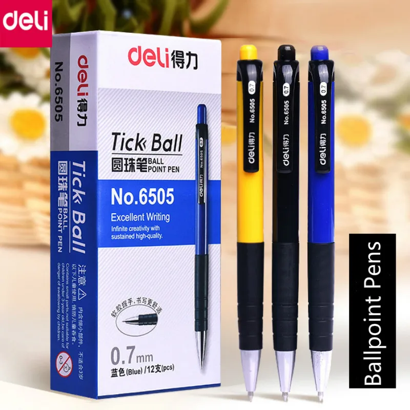 Deli 0.7mm Blue Ink Ballpoint Pen 12pcs/Pack Roller Pens Promotional