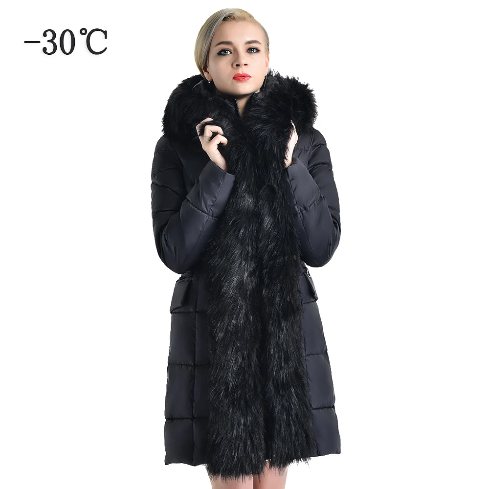 

COUTUDI Long Winter Women's Jacket Warm Clothing Elegant Original Fur Lined Parka Women Luxury Female Casual Cotton Padded Coats