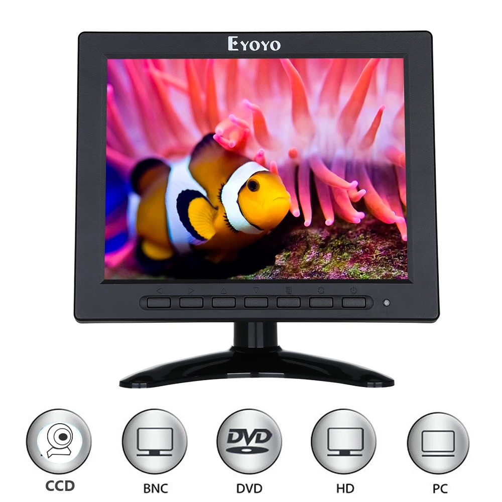 Eyoyo EM08A 8 "дюймов 768x4:3 ЖК дисплей 1024 цвет мониторы поддержка 1080P HDMI вход экран HDMI VGA BNC AV для ПК видеонаблюдения DVR