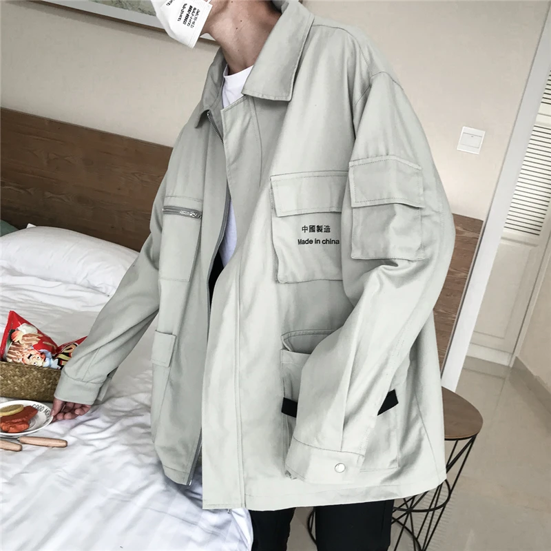 

Fashion Casual Men's Jacket Spring And Autumn New M-2XL Solid Color Lapel Loose Shirt Jacket Tricolor Personality Youth Popular