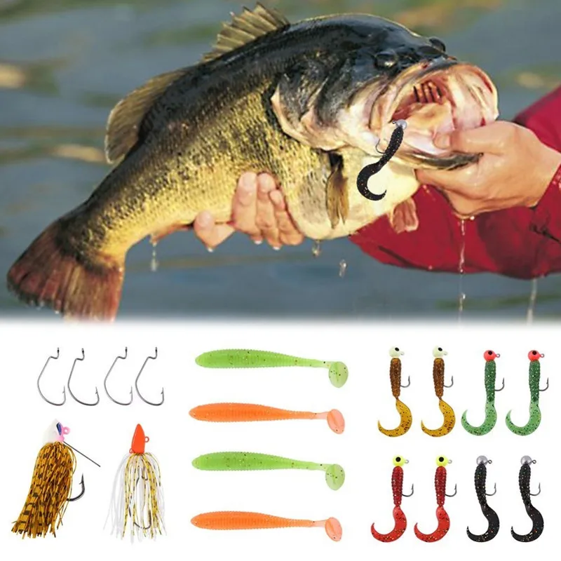 Fishing Bait Kit Fishing Lure Sinking Lures Including Soft bait,Lead hook,Crank hook fishing tackle Accessories tool pesca