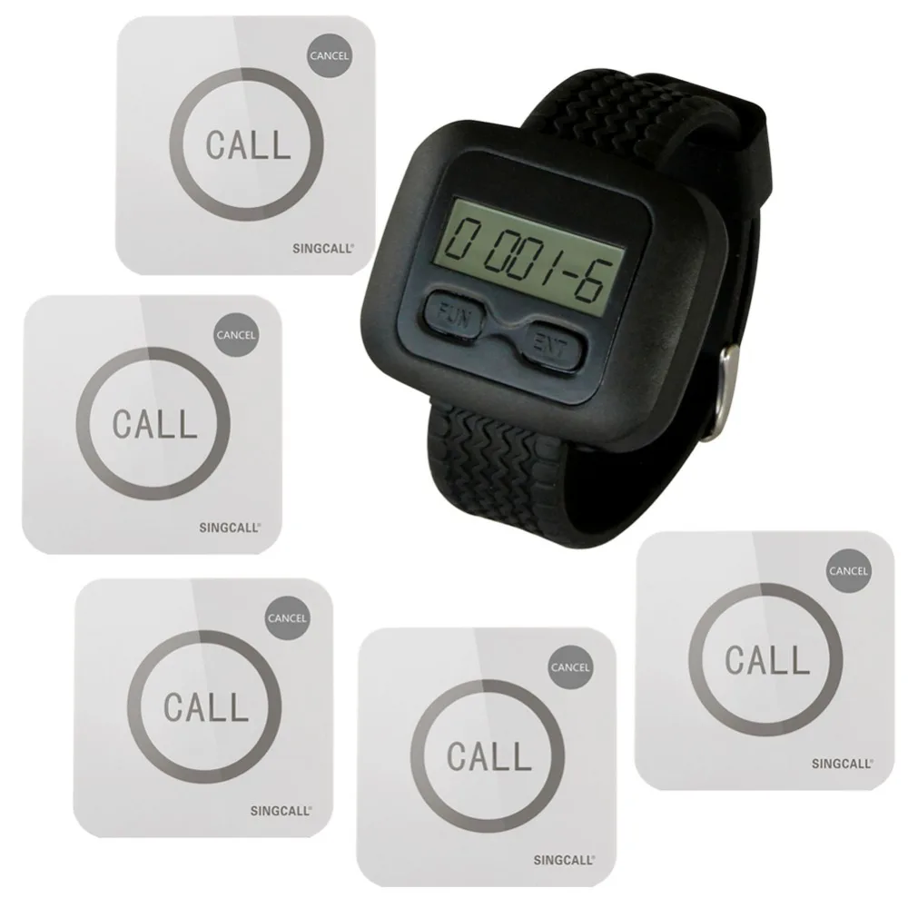 

SINGCALL Wireless Nursing Calling System for Hospital,wireless call button, 1 WatchReceiver and 5 Touchable Buttons