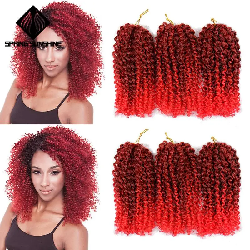 Весеннее солнце 8 дюймов 1 шт. 30 г марли косы Ombre волос Вьющееся кружево синтетические плетеные плетение волос для женщин