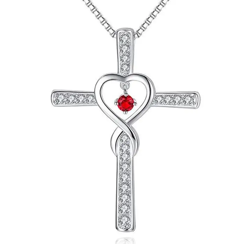 Top Quality Silve 925 Lady Pendant Necklace Jewelry Female Fashion Crystal Cross Necklace For Women Clavicle Accessories Male - Image 6
