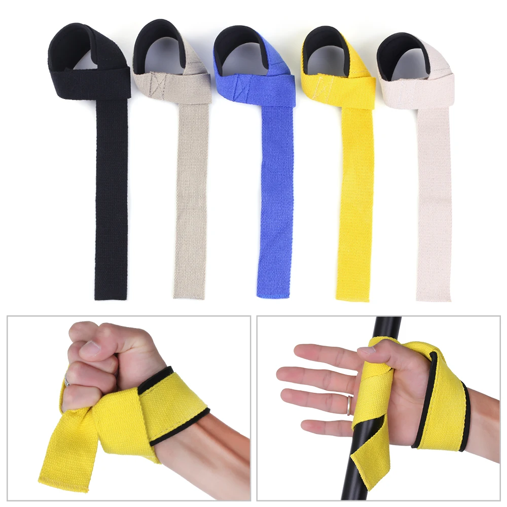 

2pcs Non-Slip Grip Unisex Wrist Support Wraps Weight Lifting Straps Hand Bar Bodybuilding Crossfit Barbells Training Gym Tool