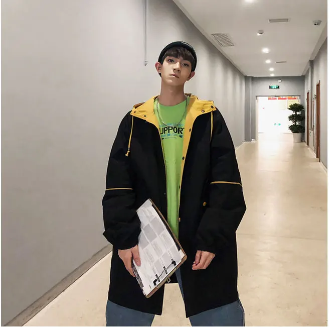 Korean Long Jacket Men Camouflage Hooded Trench Coat Men Spring Street Style Military Trenchcoat  (14)