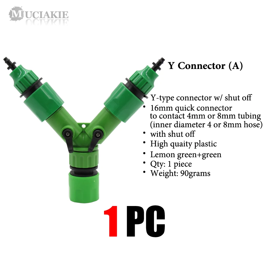 Соединитель шланга MUCIAKIE 1 шт. Y с выключенным кран в 2 выхода для подключения 4 мм или 8 мм шланга садовый фитинг для полива - Цвет: A x AB267CS