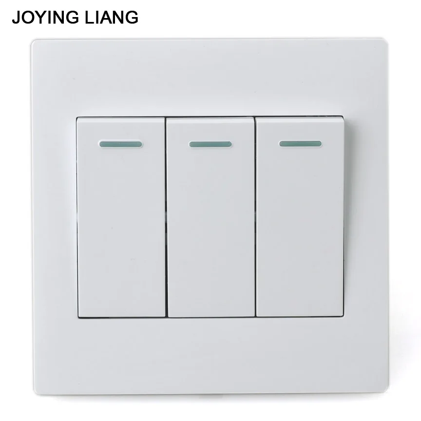 

JOYING LIANG Classic White 86 Three-gang One-way Rocker Switch PC Panel 3 Gang/ 1 Way Electrical Wall Switch Socket