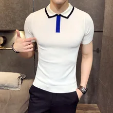 Летняя новая тонкая Однотонная рубашка с короткими рукавами, простая трикотажная рубашка поло с отворотом