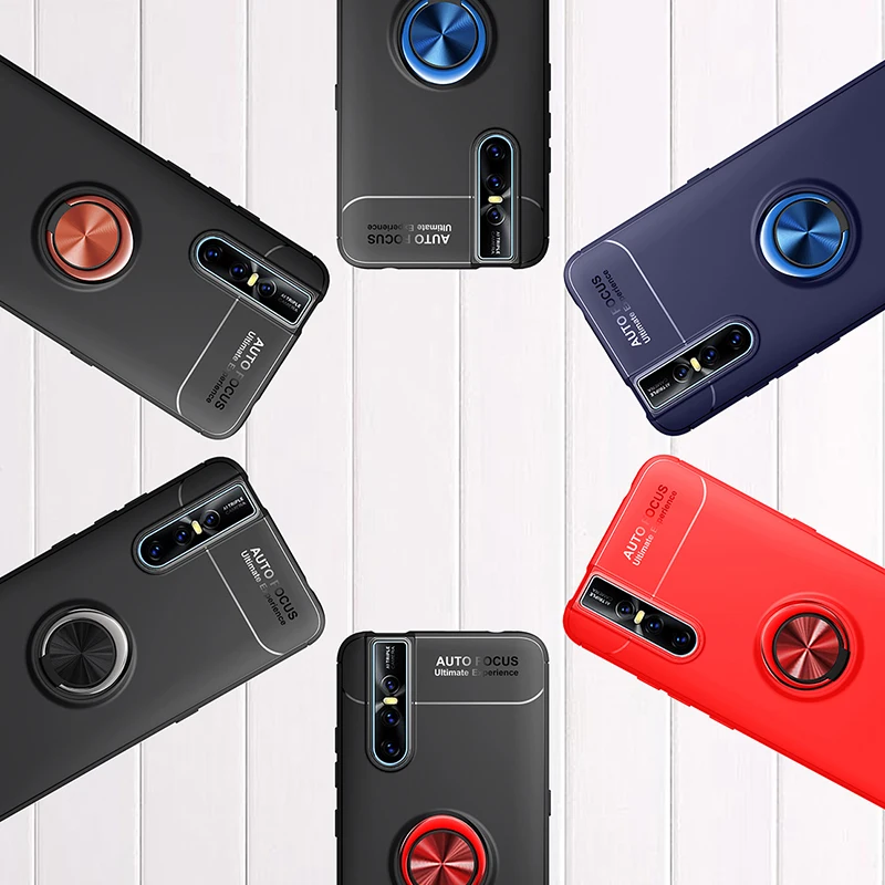 MAKAVO For VIVO V15 Case Finger Ring Holder Matte Soft Silicone Back Cover For vivo V15 Pro Phone Case MAKAVO For VIVO V15 Case Finger Ring Holder Matte Soft Silicone Back Cover For vivo V15 Pro Phone Case