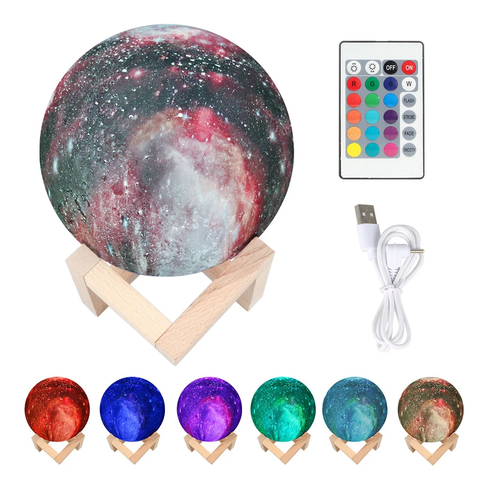 

Starry Sky 3D Print Star Moon Lamp Colorful Moonlight Change Touch Home Decor Creative Gift Led Night Light Galaxy with stand