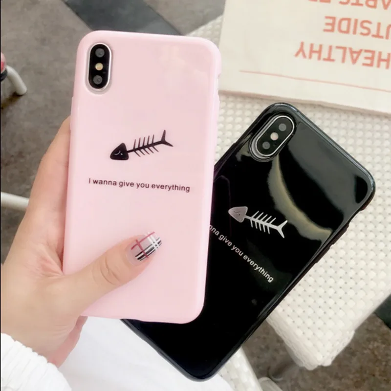 Case for iPhone 7 8 Plus Cute Cartoon Fish Soft Silicone Cover Coque 6 s iphone XS Max XR X 10 Cases Fundas |