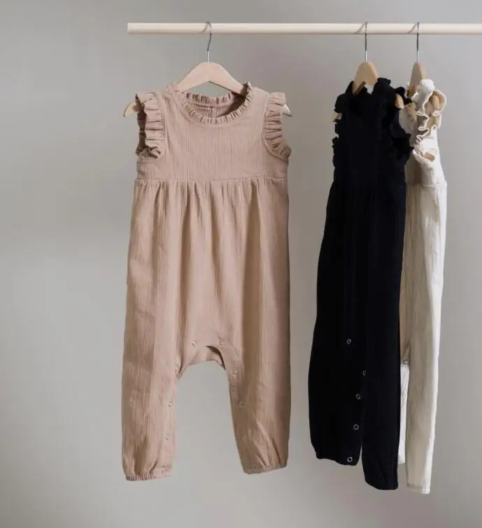 

Ins Baby Rompers Cotton Linen casual Jumpsuits Summer Fashion Ruffles Bebe Rompers 2019 children Clothing