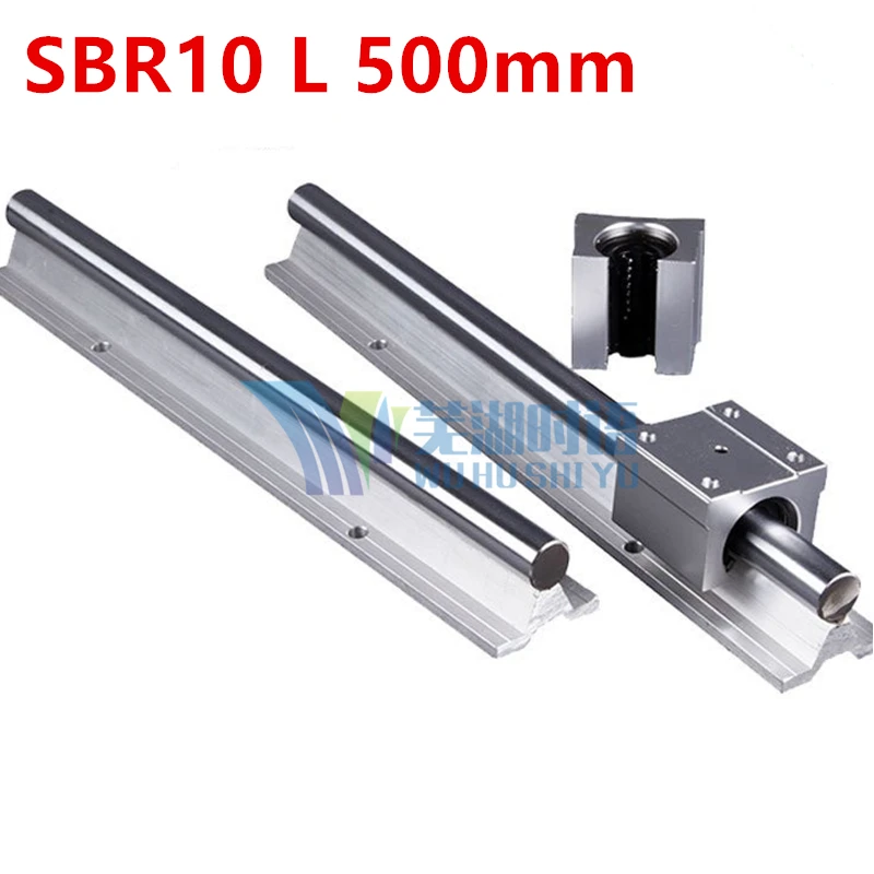 

2pcs SBR10 L 500mm linear rail support with 4pcs SBR10UU linear guide auminum bearing sliding block cnc parts