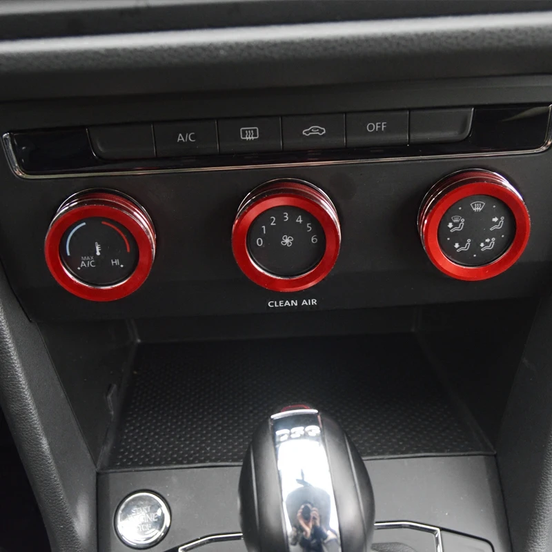 car aluminum knob covers for volkswagen tiguan L 2017 3pcs/setin