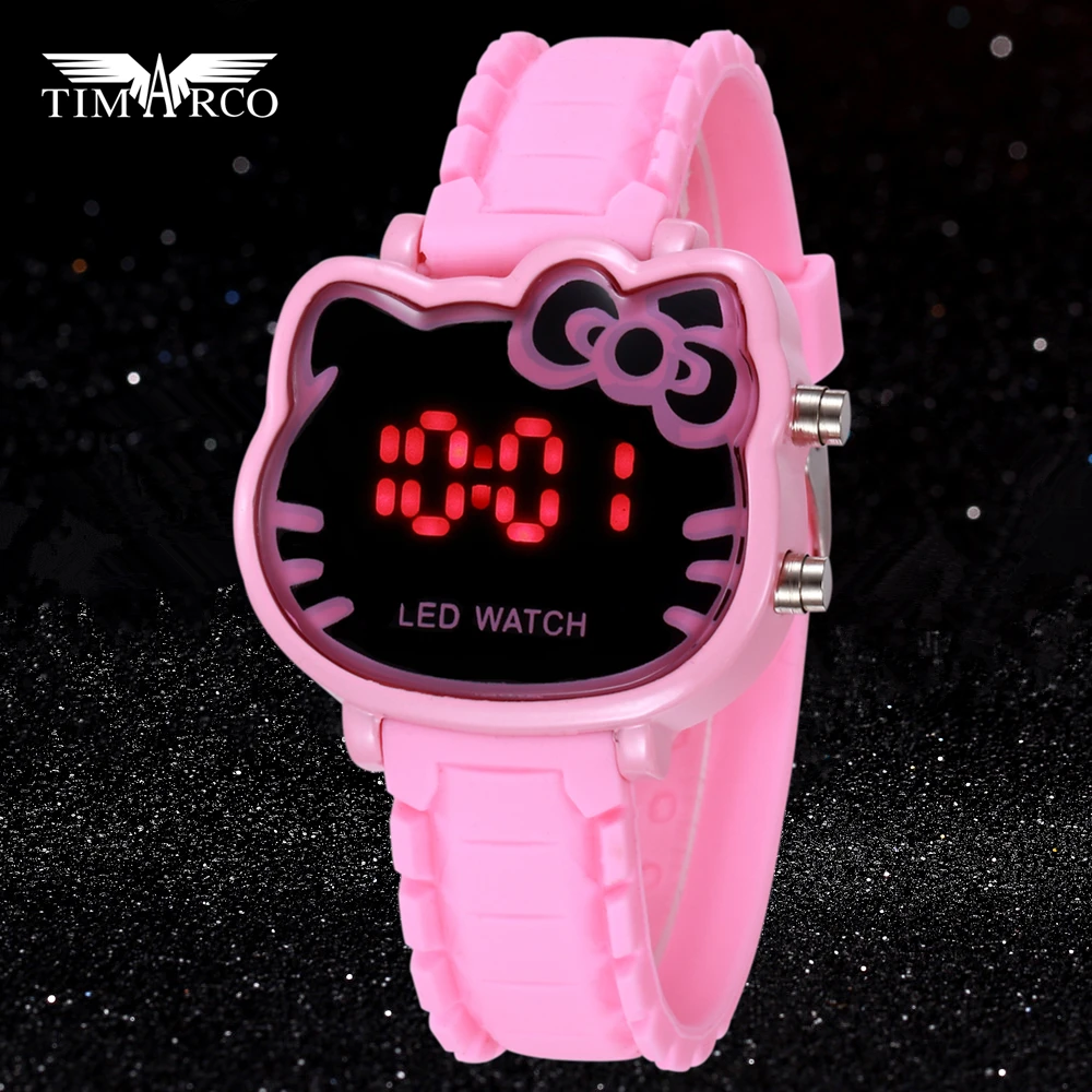 Pink-Cute-Hello-Kitty-Children-Watches-Fashion-Cartoon-KT-Cat-Girl-Clock-Femme-Rejores-Ladies-Dress