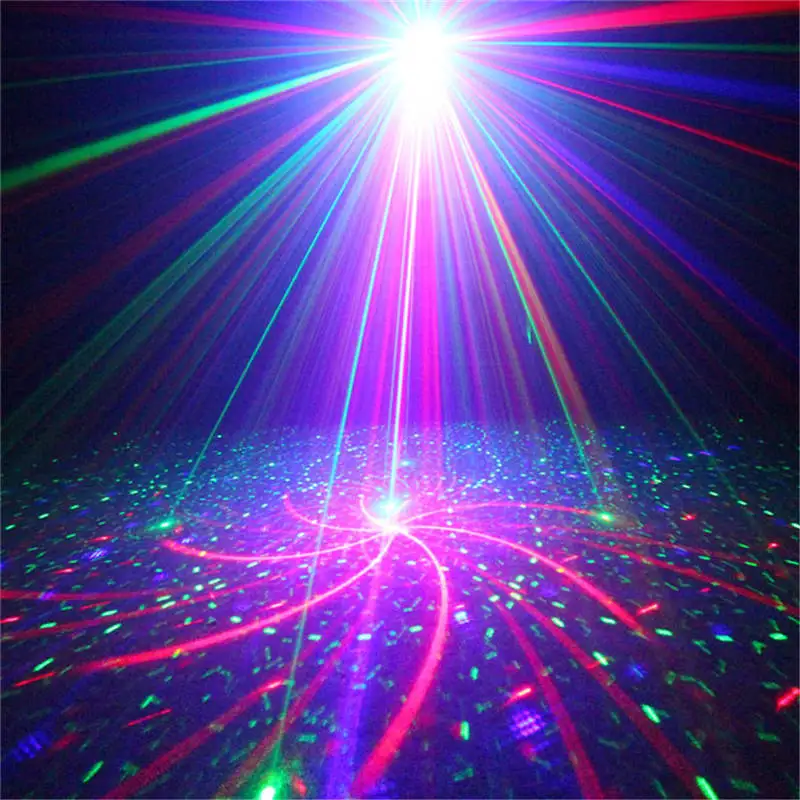 AUCD Mini Remote 4 Lens 20 Patterns RGB Laser Projector Lights & Blue LED Background Lamp Home Party Show Stage DJ Lighting SL80|Эффект