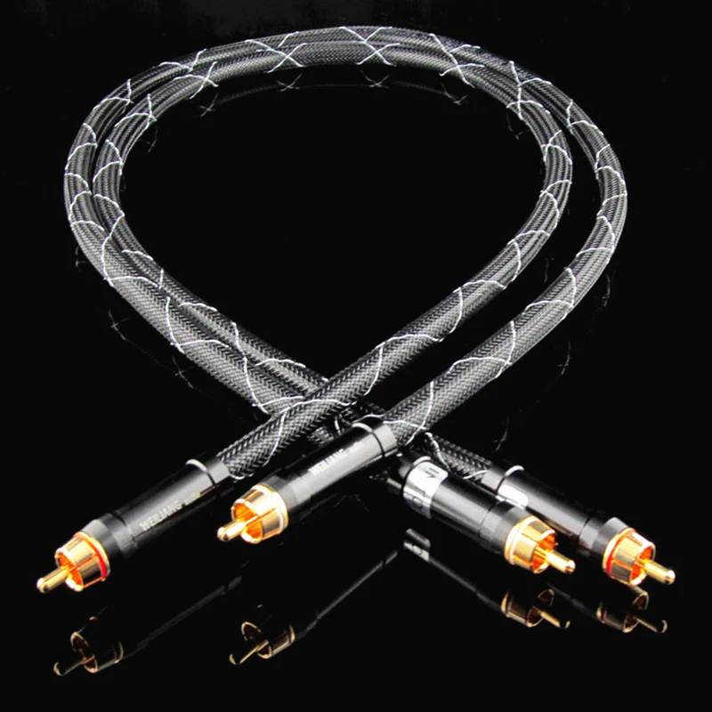 

2 RCA to 2 RCA hifi audio cable for amplifier dac pre amp Single crystal copper shielded RCA signal line free shipping