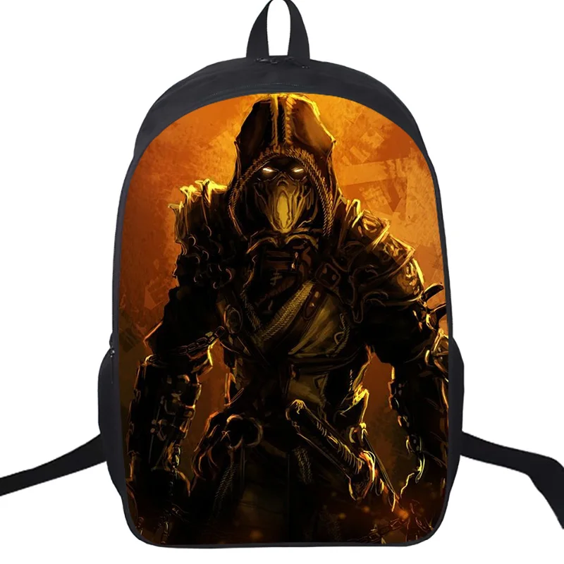 Скорпион в Mortal Kombat X Mask школьные сумки 16 дюймов для студентов мальчиков девочек Школьный рюкзак детский дорожный рюкзак подарок