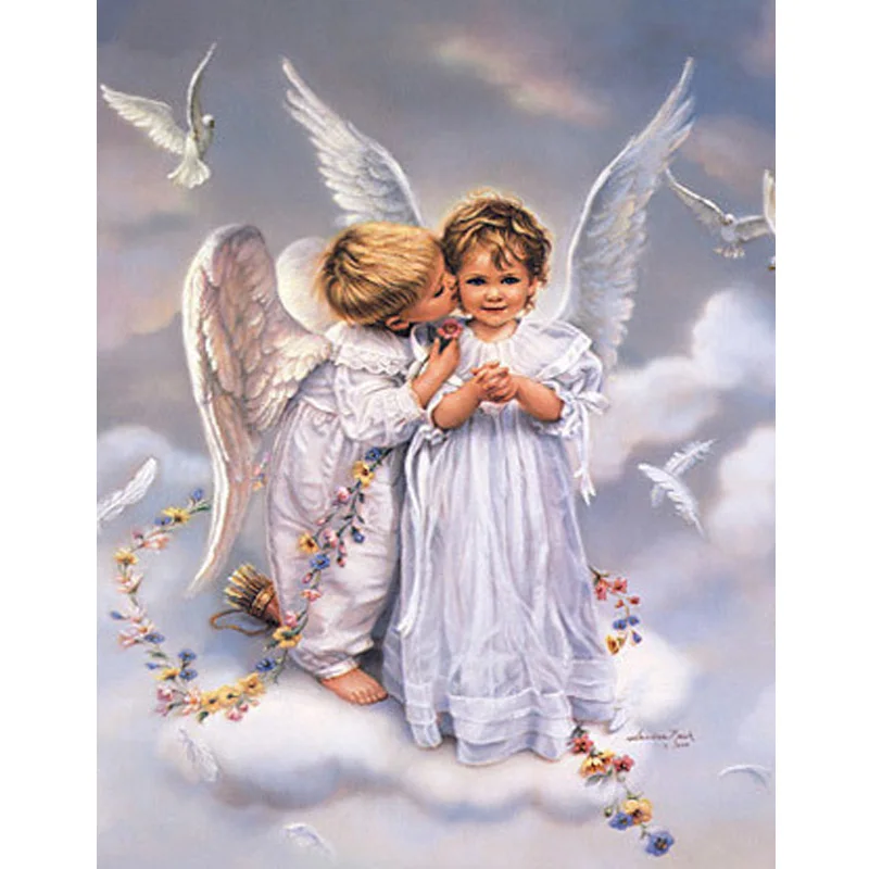 

Diamond embroidery DIY diamond painting religious angel picture of round diamond mosaic pattern cross-stitch kits needlework