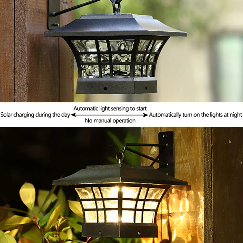Светодиодный светильник на солнечных батареях для забора, уличный водонепроницаемый настенный светильник для сада, настенный светильник для ландшафтного двора