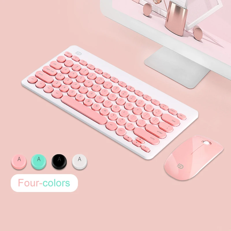 

2.4G USB Wireless Gaming Keyboard Mouse Combo Round Button Keyboard Silent Mouse For Macbook Lenovo Dell Asus HP Laptop Computer