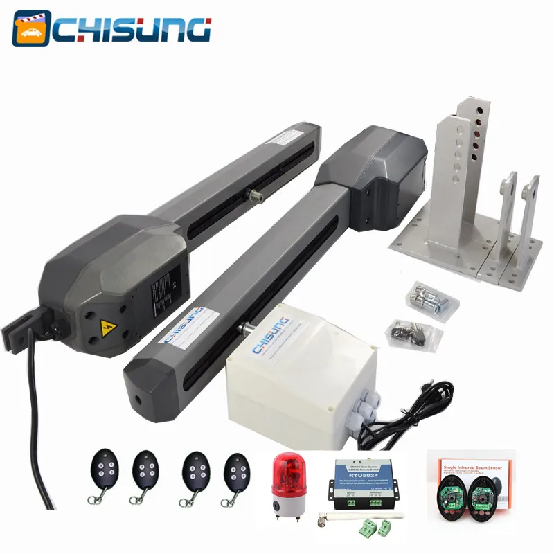 

Chisung gate opener dual automatic swing gate opener (photocell sensor ,4pcs remote controls ,RTU5024 2G and warning lamp )
