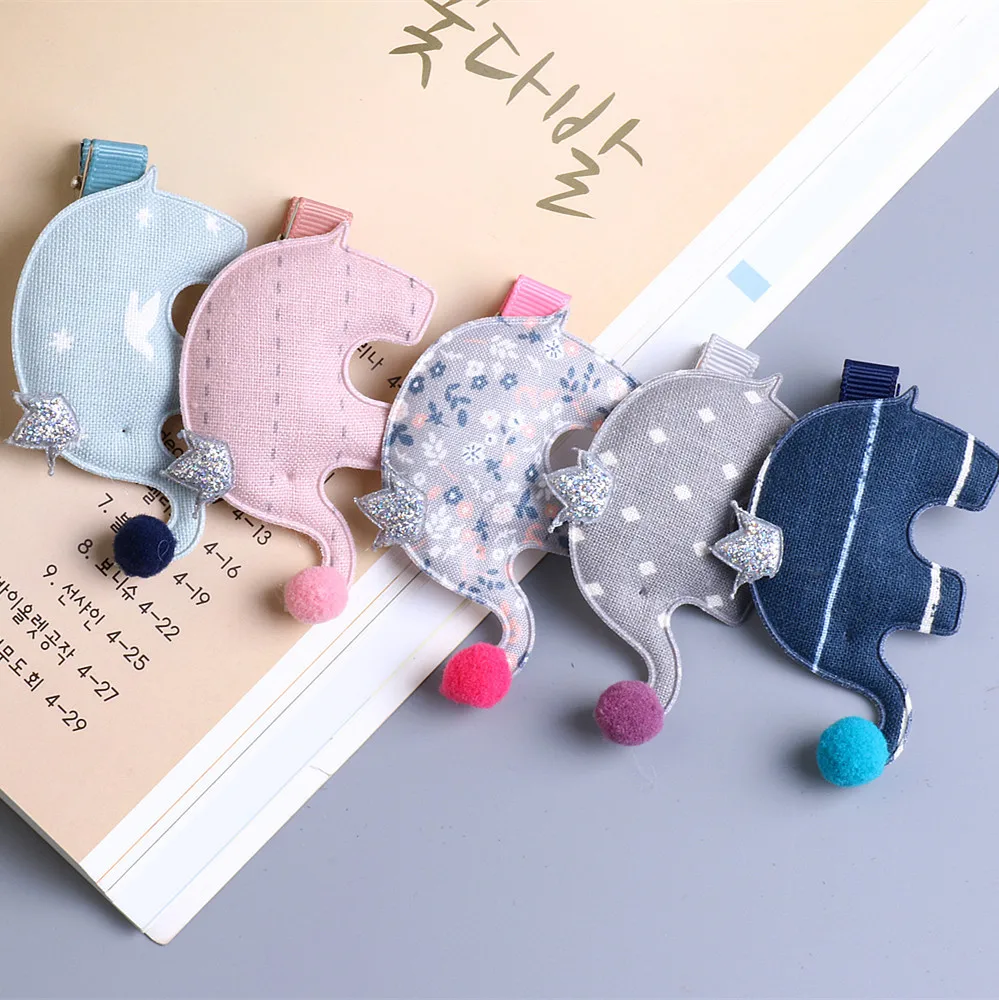 

Toddler Girls Crown Elephant Clip Korean Baby Girl Headdress Hairpin Children Cloth Art Headwear Kids Brattettes Accessories