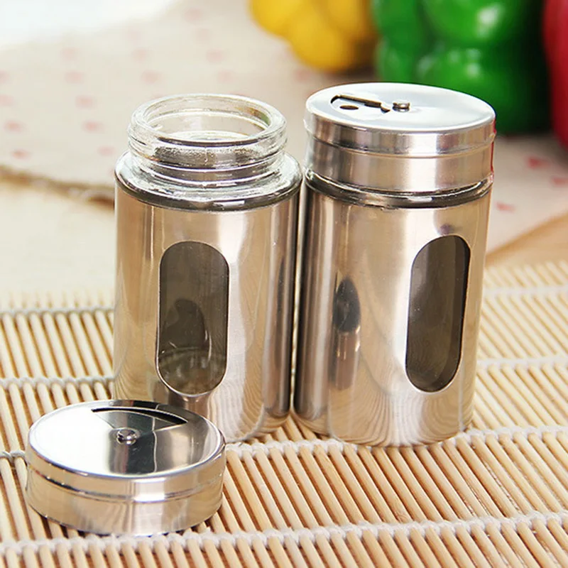 

HIFUAR Stainless Steel Pepper Shaker Spice Jar BBQ Seasoning Bottle Barbecue Sprinkle Salt Pot Mesh Pepperbox Powder Duster Can