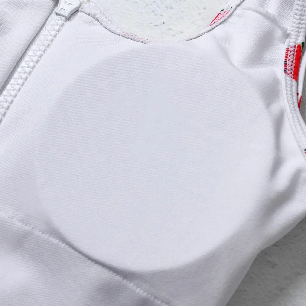 Женский слитный купальник на молнии с принтом арбуза и фруктов открытой спиной