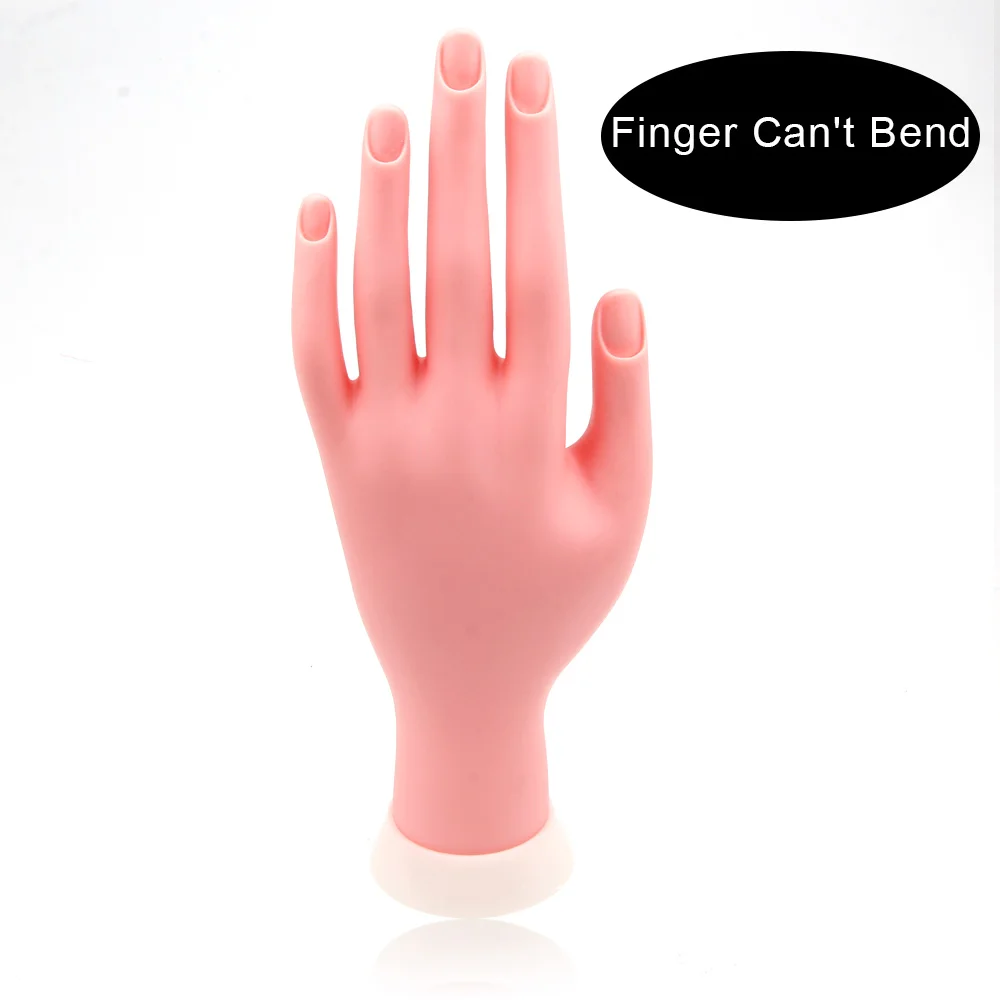 Nail Practice Hand Model Flexible Movable Silicone Prosthetic Soft Fake Hands for Nail Art Training Display Model Manicure Tool - Цвет: Finger can not bend