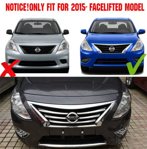 Подходит для 15 NISSAN VERSA LATIO Хром Передняя решетка сетки головной бампер чехол