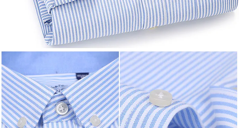 Облегающая полосатая Для мужчин оксфордские рубашки с длинными рукавами 60% хлопок на пуговицах мужской Повседневное рубашки для мальчиков Модная Корейская Для мужчин Костюмы FillenGudd