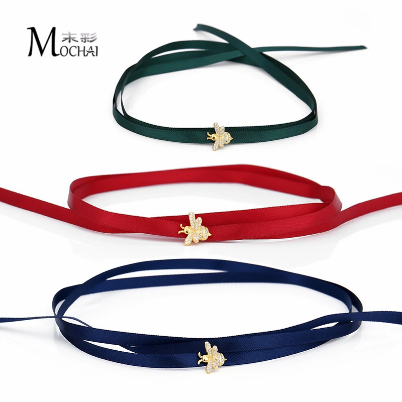 New-Ribbon-Golden-Color-Bib-Bee-Collar-Choker-necklace-For-Women-zk40