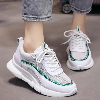 

Fashion Women Casual Shoes Summer Nice Shoes Woman Platform Fashion Breathable Mesh White Lace-up Women Sneakers