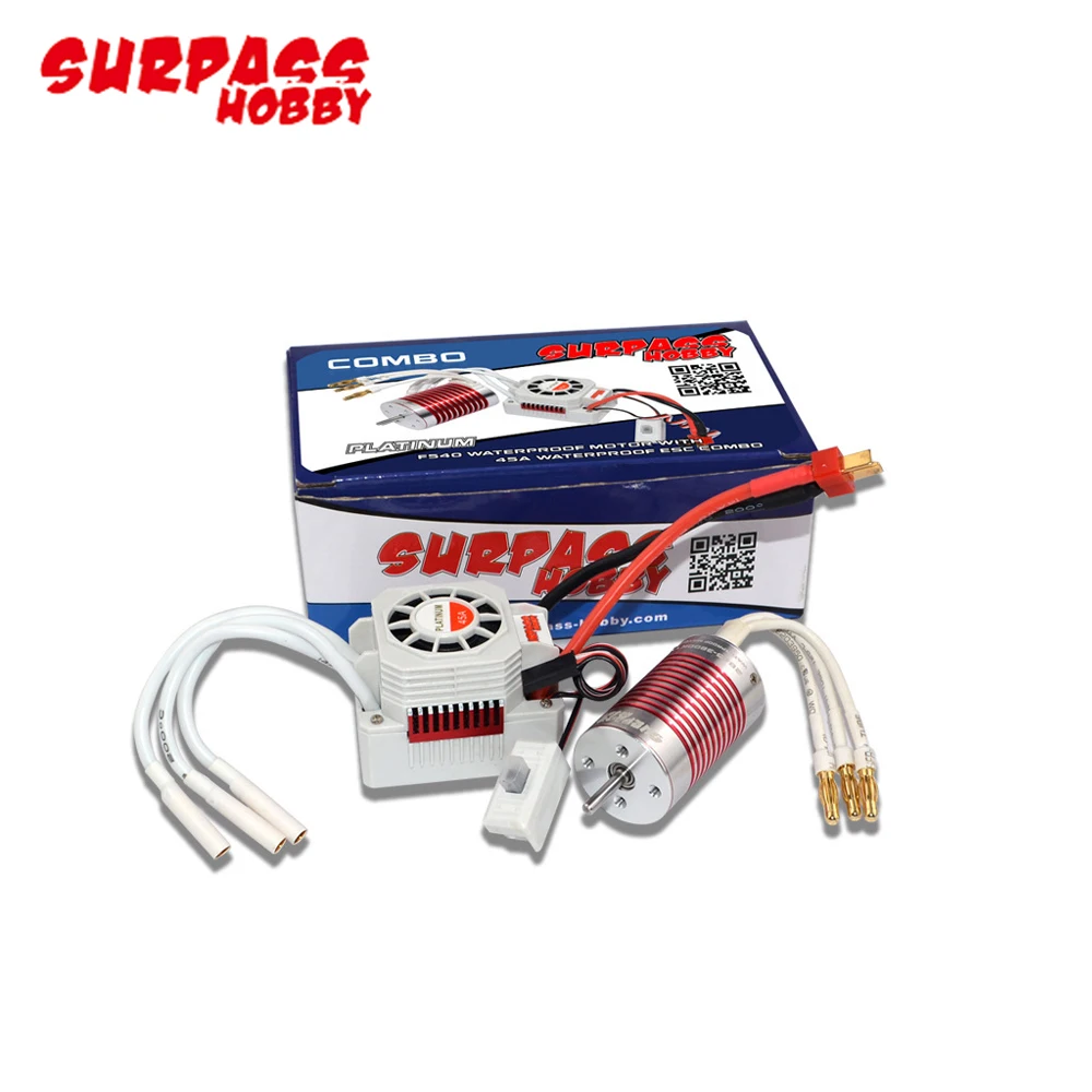 

2pcs/set Platinum Waterproof 4 Poles 2845 4370/3930/3800/3100KV Motor+45A Electronic Speed Controller For 1/12 1/14 RC Car