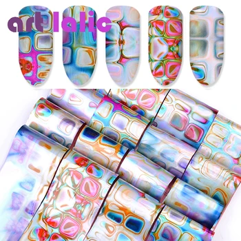 

Artlalic 16pcs Irregular Gradient Starry Maze Stickers Nail Art Transfer Foil Sticker Marble DIY Manicure Decals for Nails