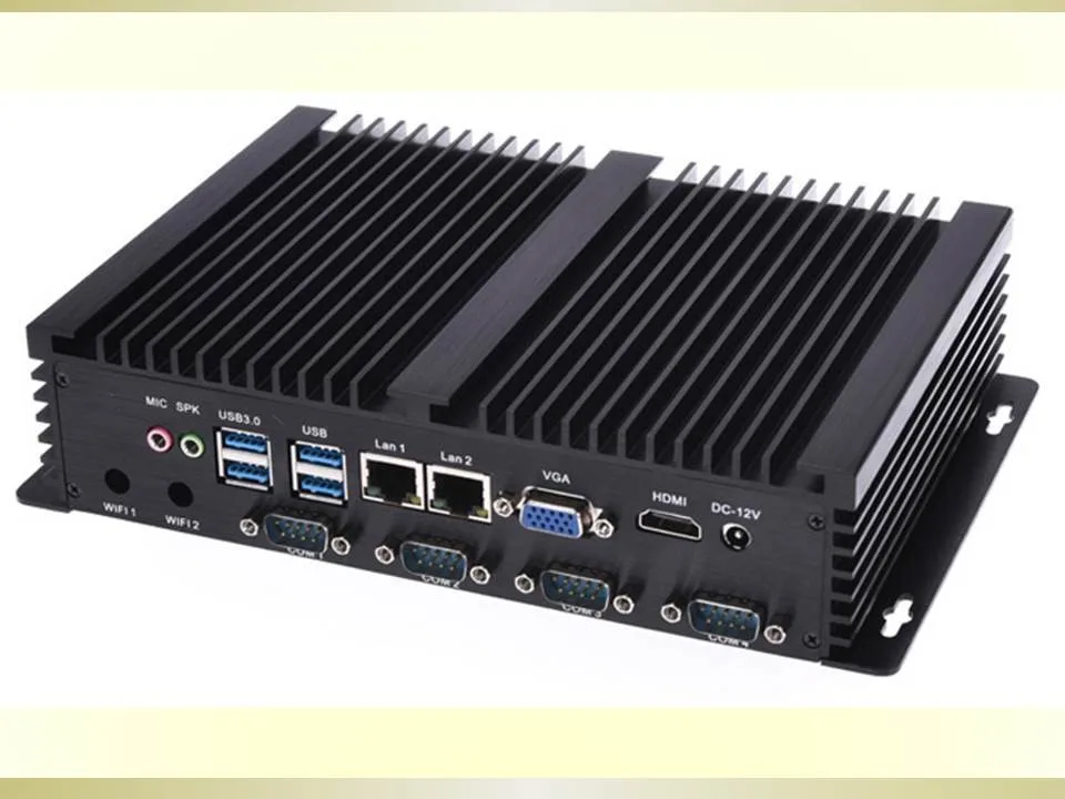 

Fanless mini pc industrial computer with USB 3.0 Dual Gigabit Lan 4 COM HDMI Intel Celeron C1037U Core i5 3317U Windows 10 Linux