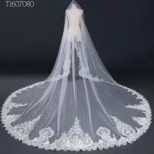 3*3 м Белый Кот собор фаты Длинные кружево край фата Свадебные аксессуары Мантилья свадебная вуаль EE7080