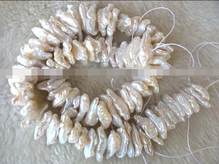 

huij 00507 freshwater pearl white biwa reborn keshi 15-25mm 15" nature