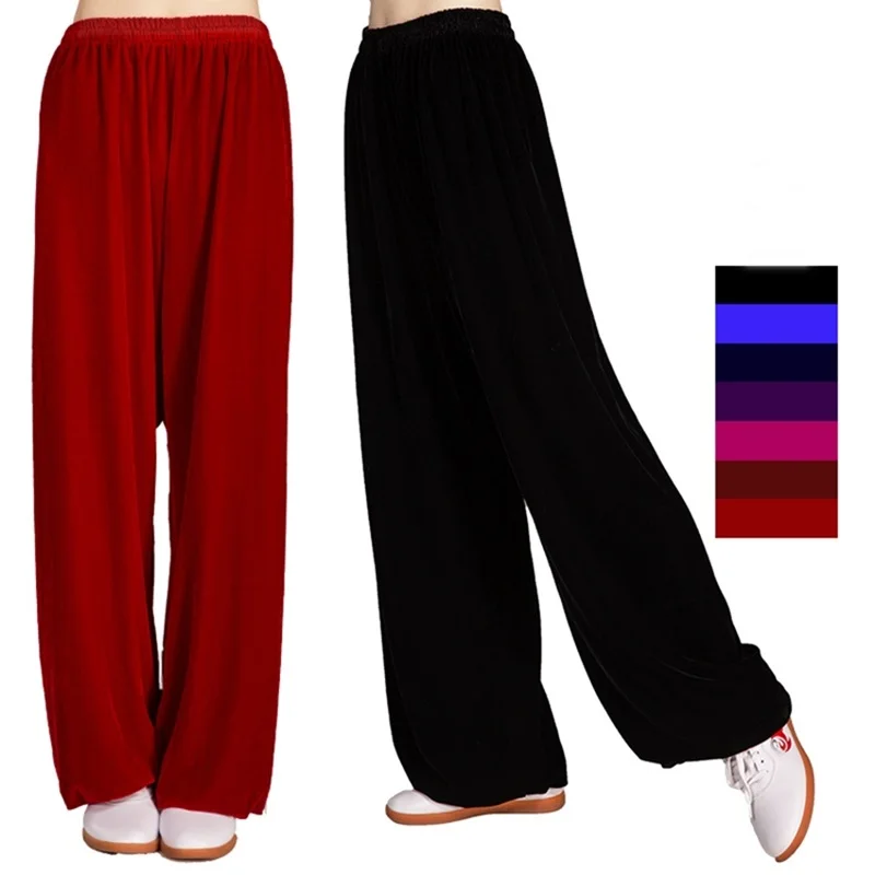 Женские брюки Pantalon Kung Fu теплые бархатные штаны в китайском стиле для занятий